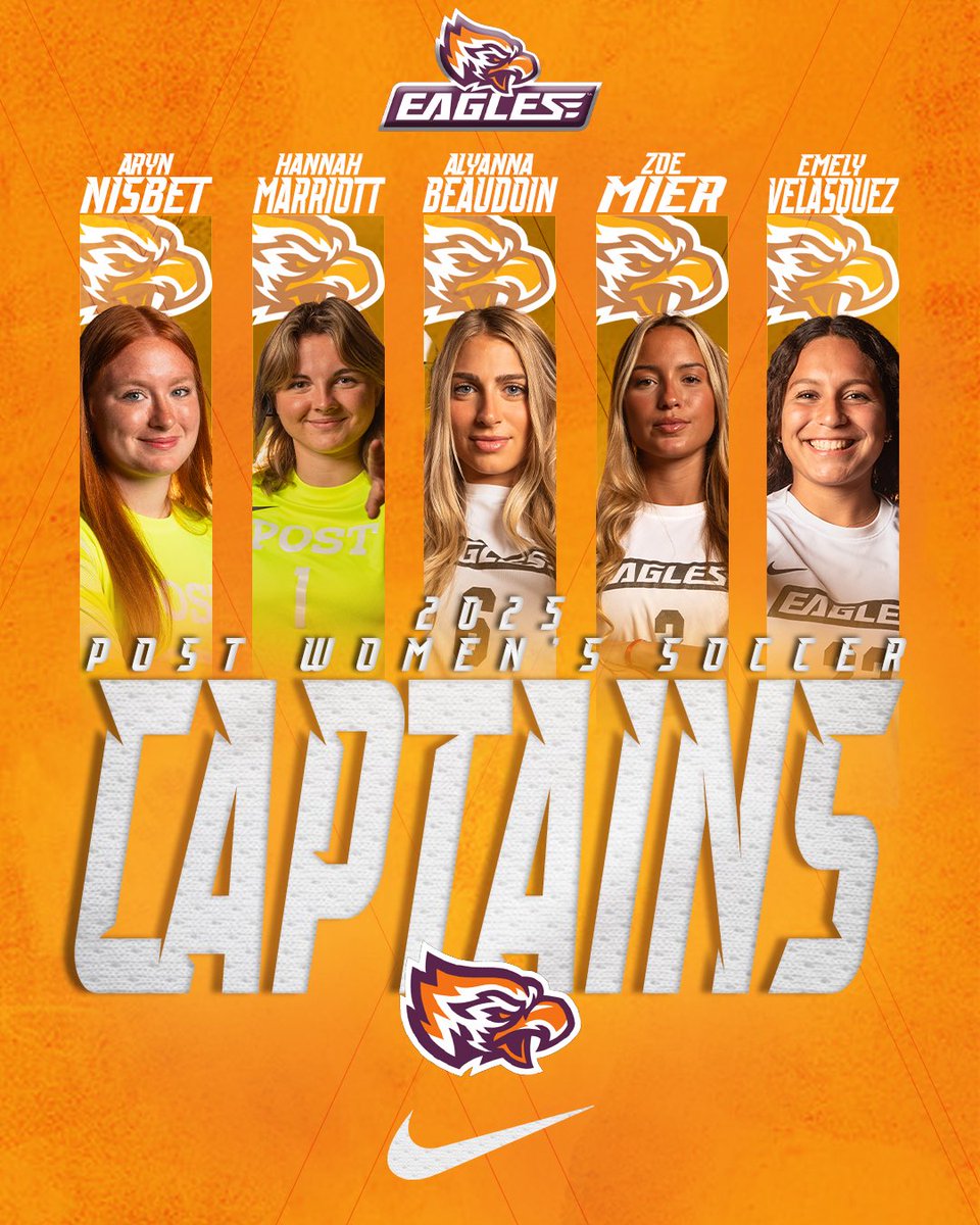 postwsoccer's tweet image. 🟠Fall 2025 Captains🟠

📍Junior - Aryn Nisbet
📍Graduate - Hannah Marriott
📍Graduate - Alyanna Beaudoin
📍Senior - Zoe Mier
📍Junior - Emely Velasquez

📌Alyanna Beaudoin appointed as our Senior captain for the 2025 season. 

@goposteagles | @cacc_athletics 
#SoarEagles🟠🟣🦅