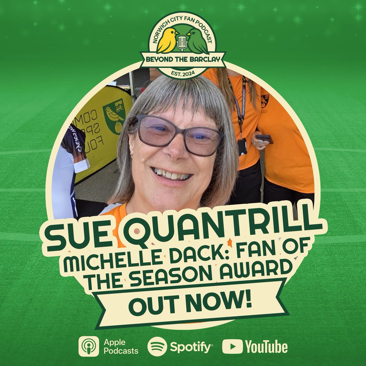 🎧 Now Live!

Our latest Beyond the Barclay episode features Sue Quantrill, NCFC Fan of the Year 2025 💛💚

Sue shares her journey as a long-time volunteer with <a href="/NorwichCityCSF/">Norwich City CSF</a> – from her favourite memories to what keeps her coming back week after week. It’s a brilliant reminder