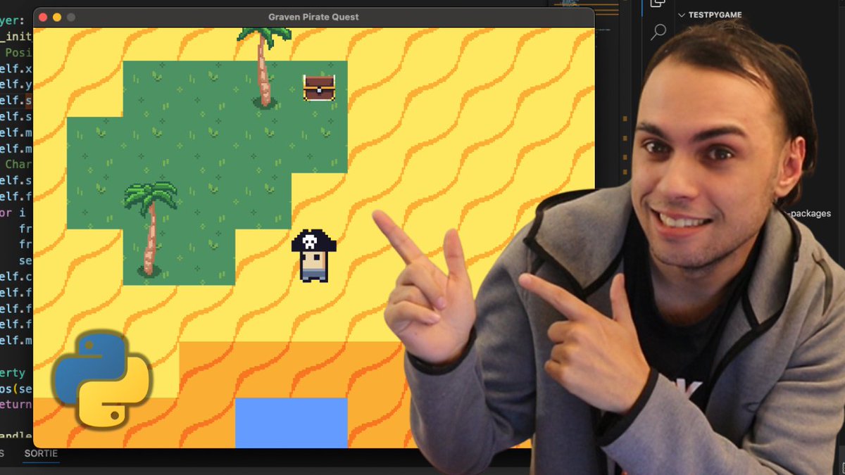Gravenilvec's tweet image. 🏴‍☠️ Nouvelle série !
Je vous montre comment créer un jeu en Python 🎮
Premier épisode de PirateQuest dispo 🔥 @Stealthix_Dev 

👉 youtube.com/watch?v=UmPlEM…
#Python #GameDev #PirateQuest