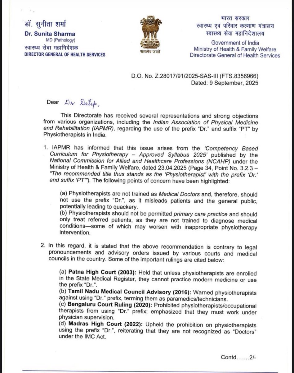 Sanowarkhan_07's tweet image. Physiotherapists cannot use the prefix “Dr.” under any circumstances ! 

#Latest_update