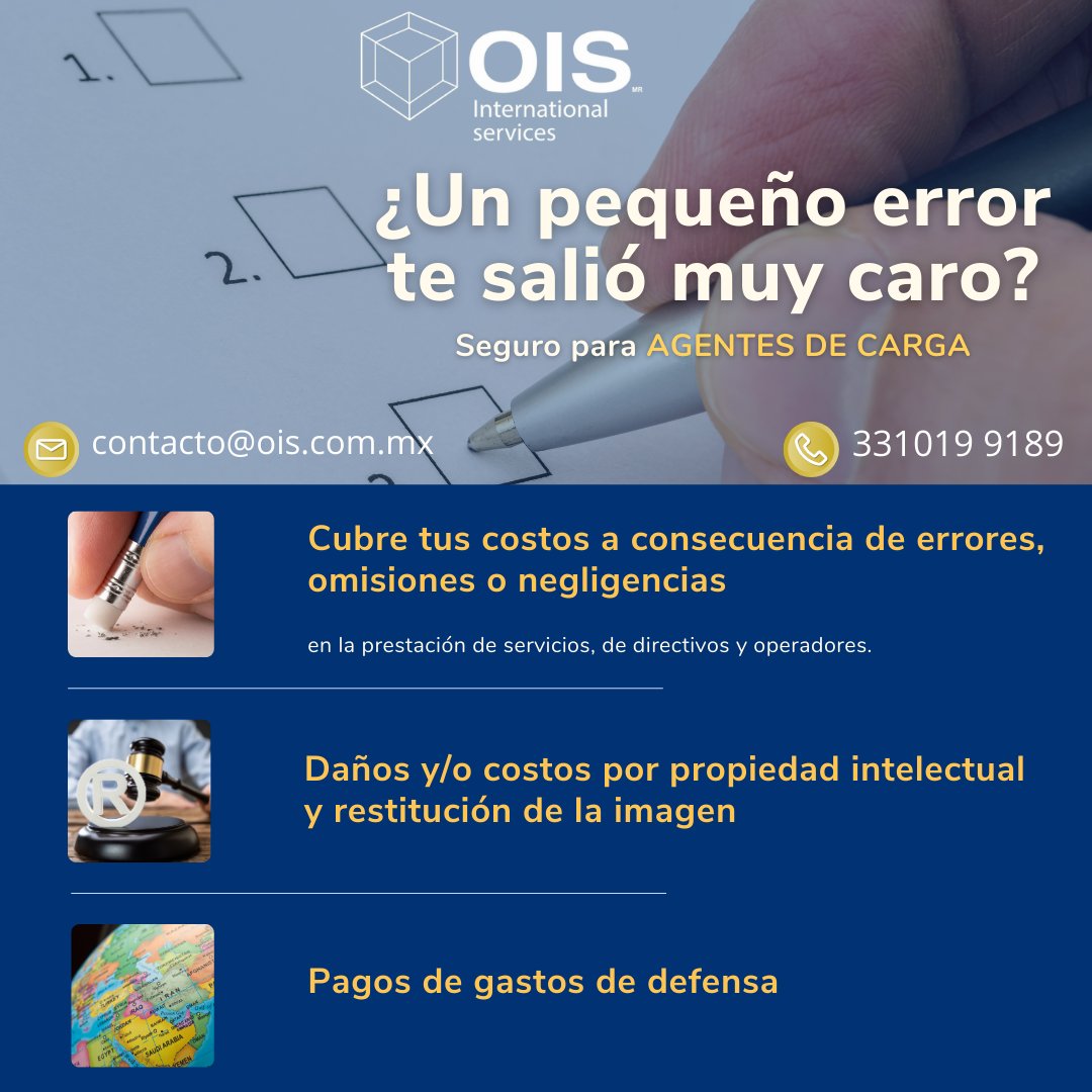 En logística, los errores no avisan, pero siempre cuestan.

Un olvido, una omisión o un mal cálculo puede convertirse en gastos legales, reclamos de terceros y daños económicos que pongan en riesgo tu operación.

📷 contacto@ois.com.mx
📷ois.com.mx/ois/
#SeguroLogístico