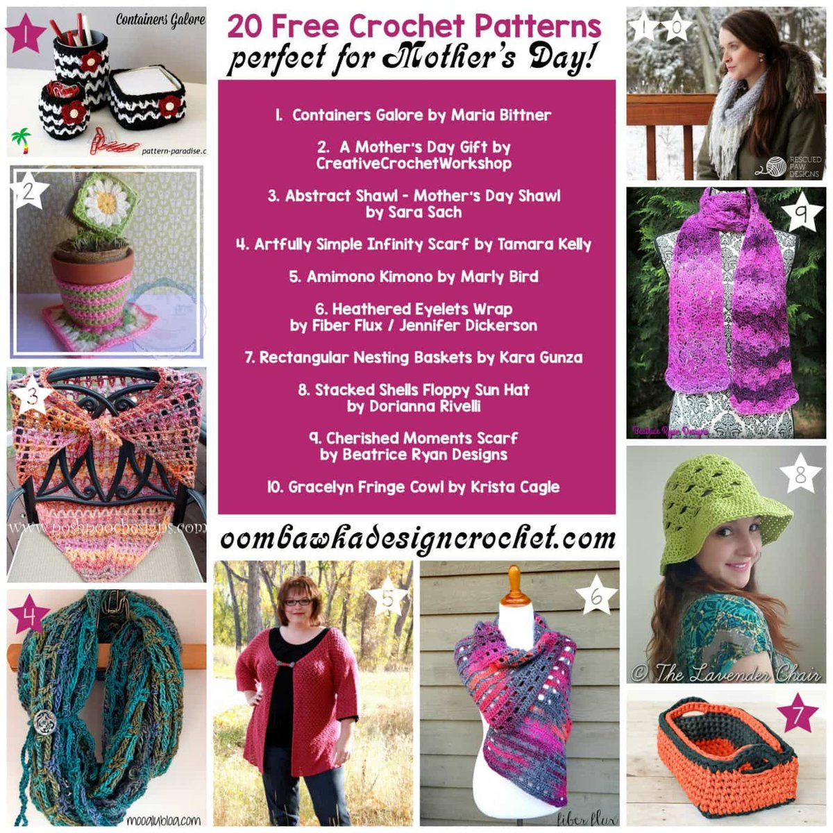20 Free Crochet Patterns Perfect For Mother's Day  oombawkadesigncrochet.com/20-free-croche…