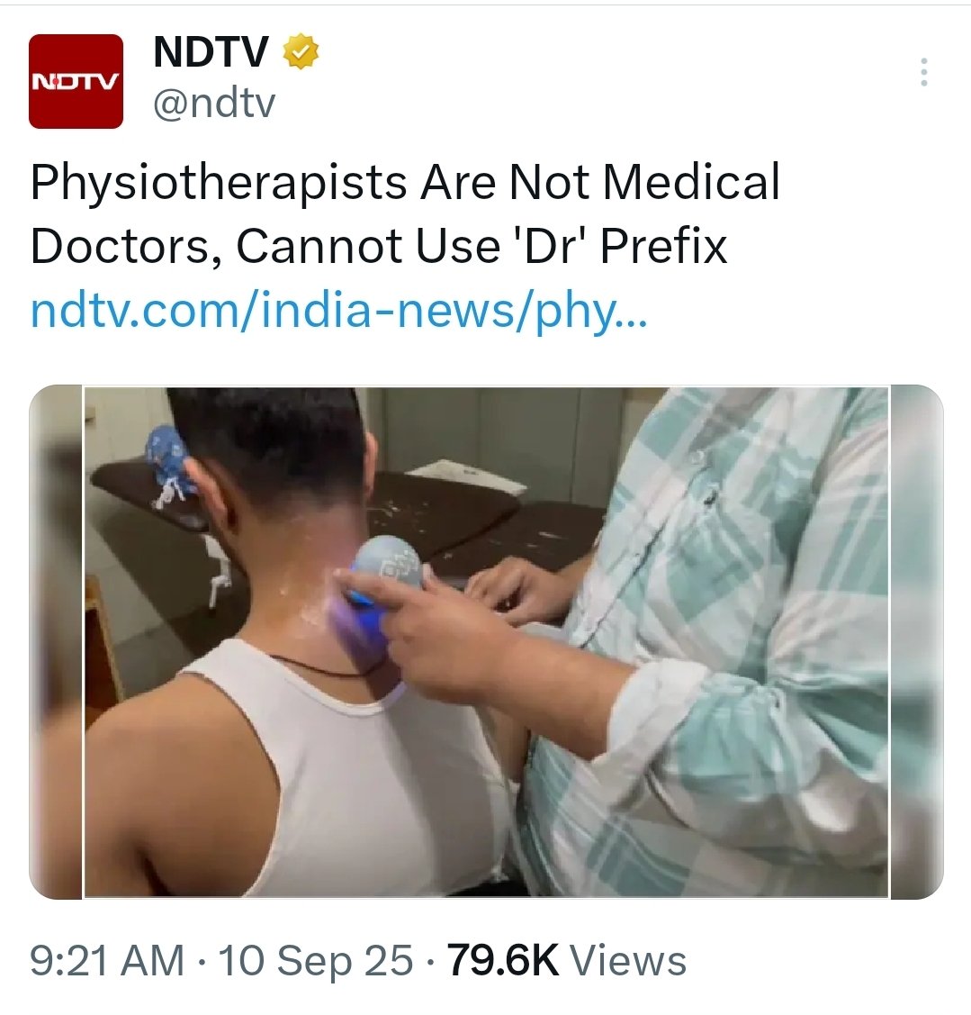 𝗡𝗼 𝗗𝗢𝗖𝗧𝗢𝗥 𝗨𝘀𝗲 𝗳𝗼𝗿 𝗣𝗵𝘆𝘀𝗶𝗼𝘁𝗵𝗲𝗿𝗮𝗽𝗶𝘀𝘁𝘀:
The Directorate General of Health Services has issued a directive asking physiotherapists not to use the 'Dr.' prefix, as they are not medical doctors.

I wish <a href="/pmc_org/">Pakistan Medical & Dental Council</a> would take similar initiatives, as in