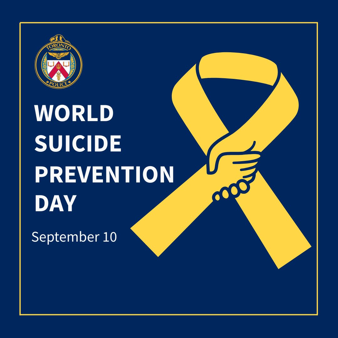 Toronto Police (@torontopolice) on Twitter photo Today, on World Suicide Prevention Day, we stand together to raise awareness, reduce stigma, and emphasize the importance of connection and support. Today, on World Suicide Prevention Day, we stand together to raise awareness, reduce stigma, and emphasize the importance of connection and support.
