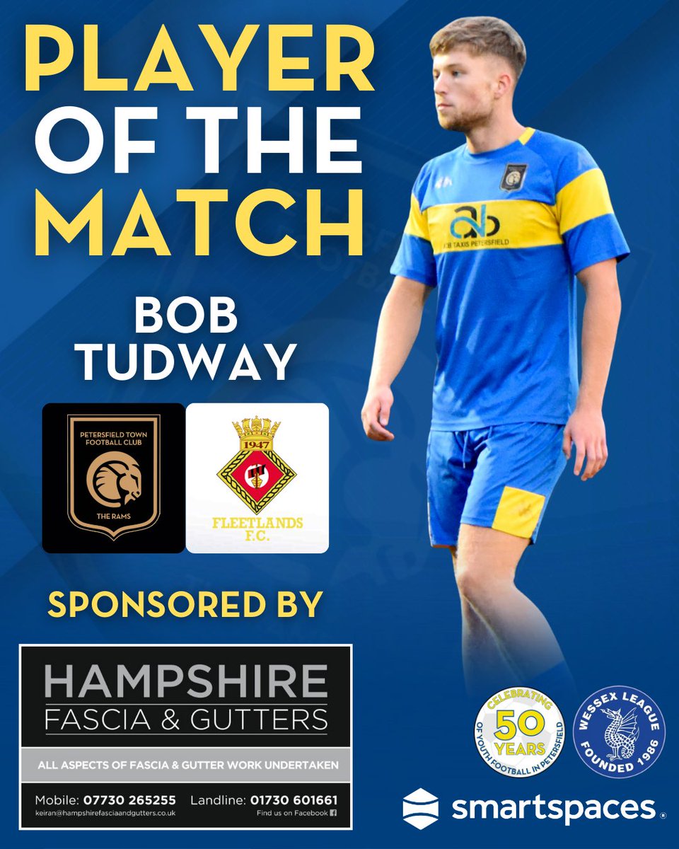 🏅| 𝗣𝗟𝗔𝗬𝗘𝗥 𝗢𝗙 𝗧𝗛𝗘 𝗠𝗔𝗧𝗖𝗛

Bob Tudway has been selected as last nights ‘Player of the Match’.

Bob is sponsored by Hampshire Facias &amp; Gutters.

#UpTheRams