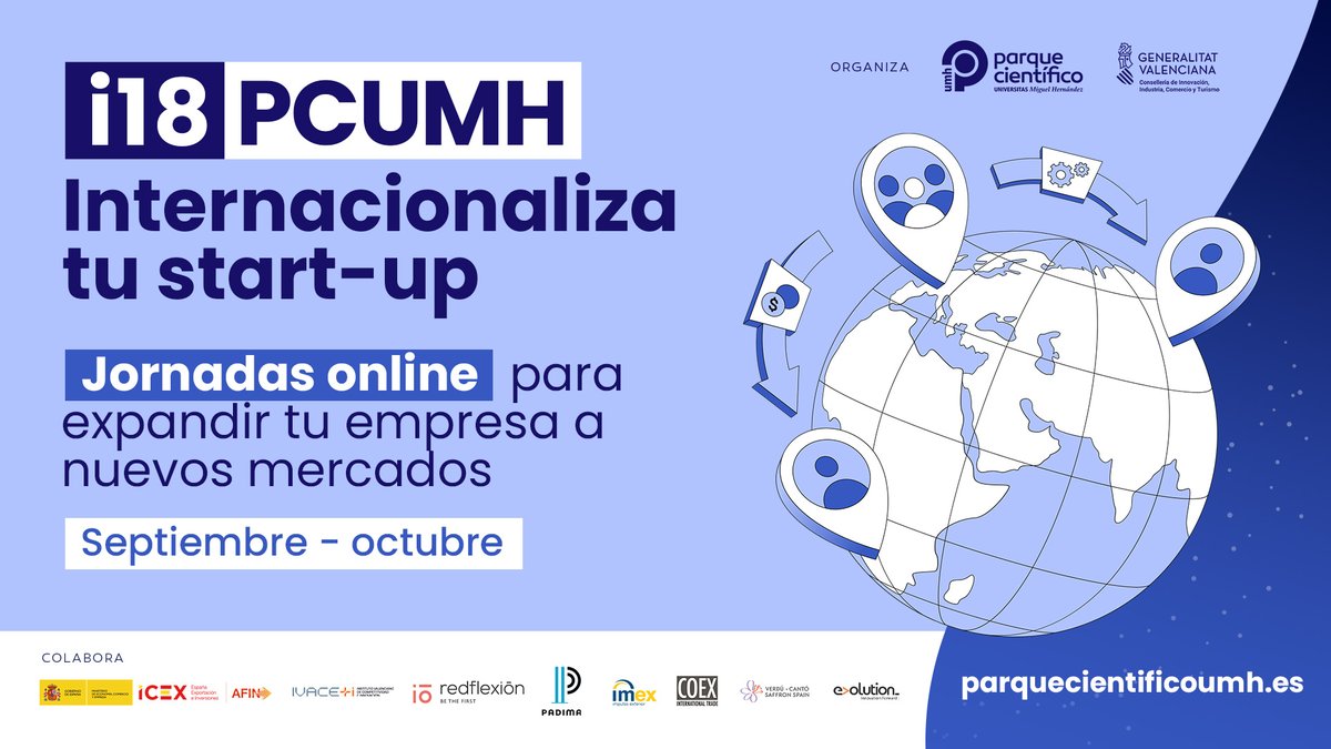 PcientificoUMH's tweet image. 📣 ¡Es el momento de internacionalizar tu empresa!

Desde el #PCUMH de la @universidadmh hemos organizado un bloque de jornadas online dedicado a ello.

📚 Formación
 ⚙  Herramientas 
📖 Asesoramiento

Infórmate e inscríbete⬇️
parquecientificoumh.es/noticias/jorna…