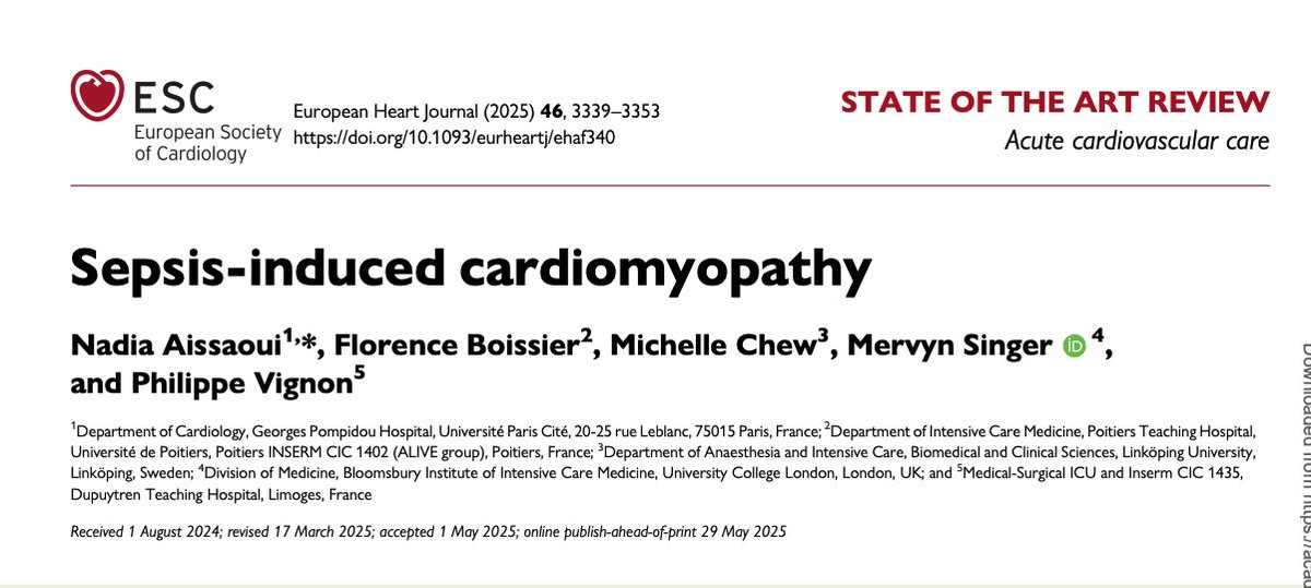 Abdulla A. Damluji, MD, PhD (@drdamluji) on Twitter photo Sepsis-induced cardiomyopathy: <a href="/ESC_Journals/">European Society of Cardiology Journals</a>
🥸 Nicely done: please read full article - very useful.
😱 Here is the summary
👇👇👇 Sepsis-induced cardiomyopathy: <a href="/ESC_Journals/">European Society of Cardiology Journals</a>
🥸 Nicely done: please read full article - very useful.
😱 Here is the summary
👇👇👇