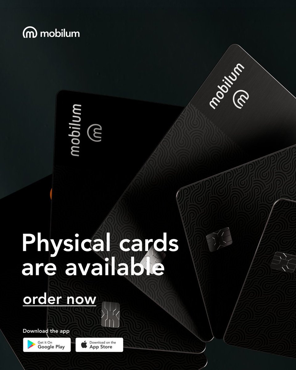 Our physical cards are finally here! 💳 🌍 Order from anywhere in the world  📦 Delivery by mail or courier 📲 Available now inside the Mobilum Pay app  Spend your crypto seamlessly,