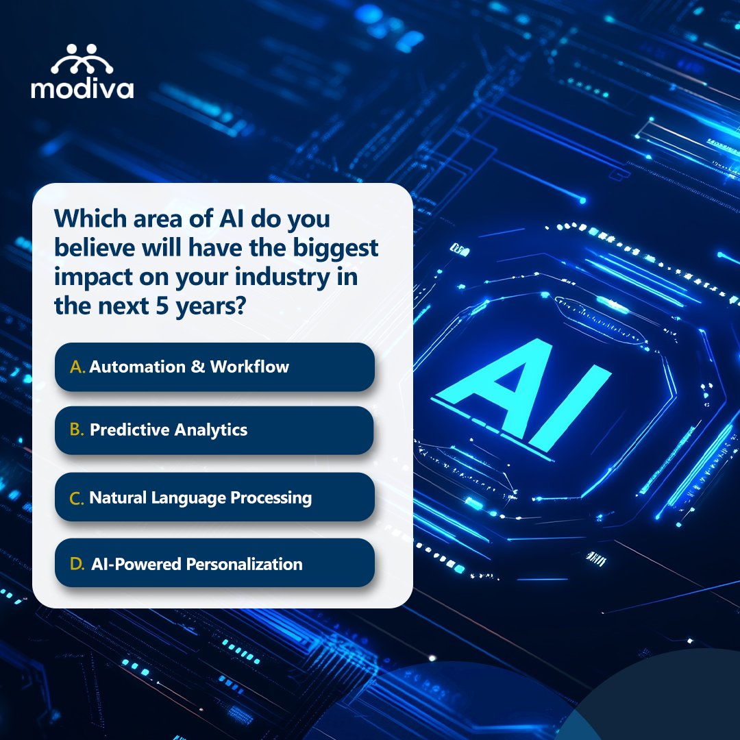 ModivaCommunity's tweet image. The future of work is already here, and AI is leading the charge.
But where do you see it making the biggest impact in your field?
 Cast your vote and see what other fellow professionals think!

#AIInBusiness #DigitalTransformation #AIImpact #ProfessionalDevelopment