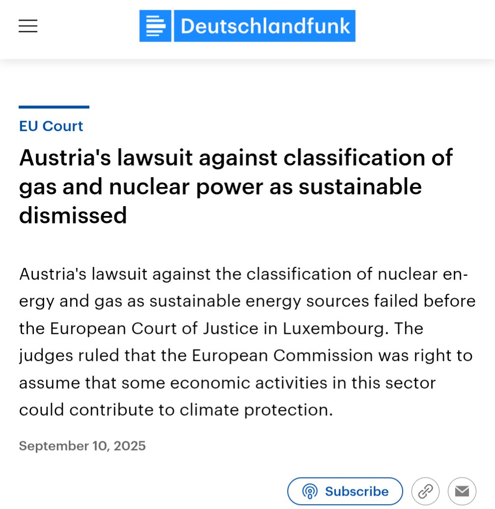 Austria suffers a defeat in court as it tries to get the whole EU to stop calling nuclear green.

Europe has done so much damage to itself by allowing the worst ideologues to determine energy policy.

The 2021/2022 energy crisis broke the antinuclear bloc. Now for the mop-up ops.
