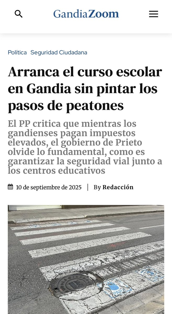 📚 Arranca el curs escolar amb fotos i vídeos de l’alcalde… però els passos de vianants continuen sense pintar 🚸

🤦‍♂️ La seguretat dels xiquets i xiquetes hauria de ser una prioritat, no una qüestió de segona. Menys bona cara en les fotos i més gestió!

‼️ De vergonya! 😡