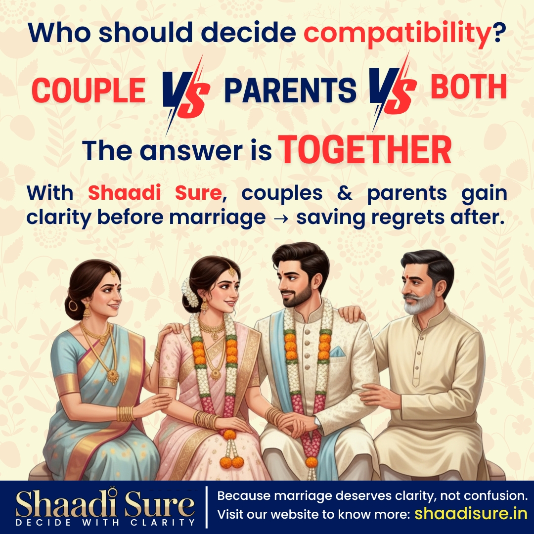 shaadisure's tweet image. 💍 Who should decide compatibility in marriage?
👩‍❤️‍👨 The couple? 👨‍👩‍👧 The parents? Or both?
✨ The right answer: TOGETHER.

Because marriage deserves clarity, not confusion. 💞

#shaadisure #compatibilitymatters #premaritalconsultation #premaritalcounseling #beforemarriage