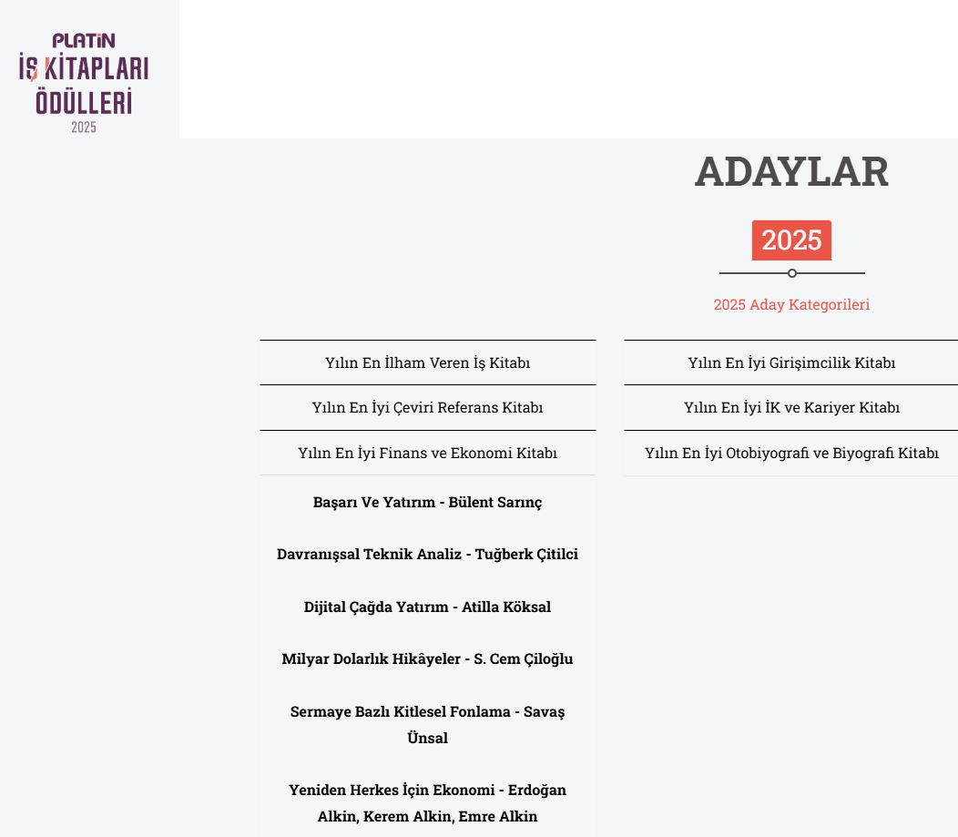 CemCiloglu's tweet image. Milyar Dolarlık Hikâyeler, En İyi Finans ve Ekonomi Kitabı kategorisinde ödüle aday gösterilmiş. 
Tüm okurlara ve @platindergisi 'ne teşekkür ederim. 
Seçkin adaylarla aynı listede olmak gurur verici.
Oylama detayları için linke tıklayabilirsiniz...
iskitaplariodulleri.com