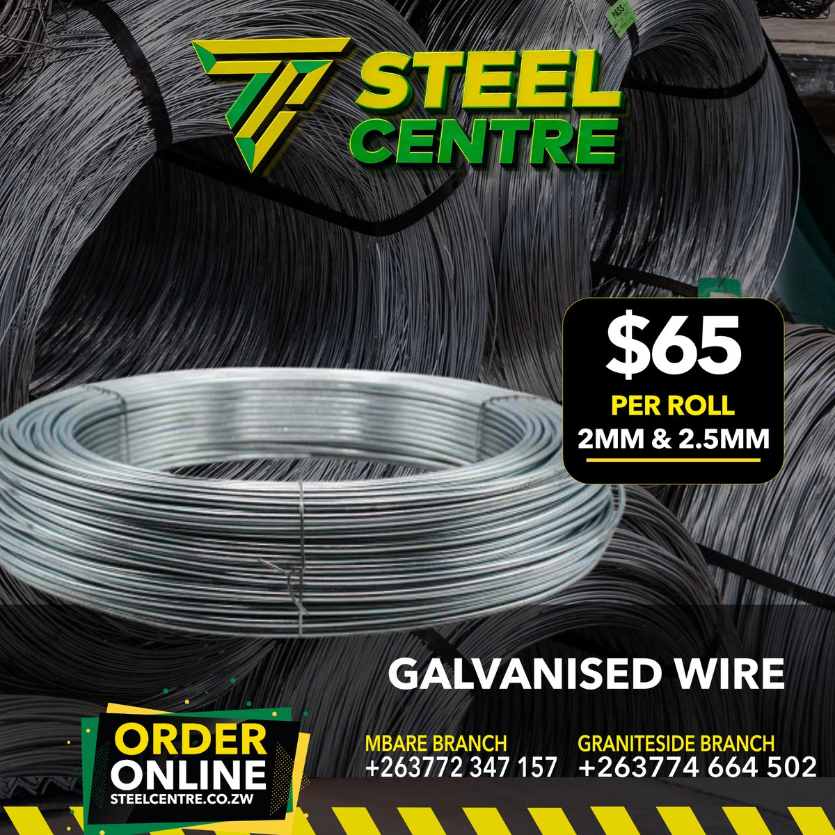 SteelCentreZW's tweet photo. Stock up and save! Galvanised wire available at unbeatable wholesale prices! Perfect for fencing projects, crafting and DIY endeavors and industrial applications.

https://t.co/Td8rNm5Zpu https://t.co/x6auwKbWKh