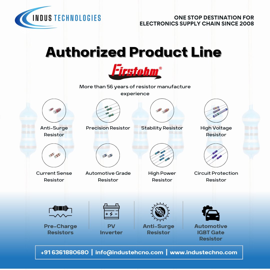 technologi39582's tweet photo. 🚨 Big News!
 Indus Technologies is now an authorized distributor of Firstohm – precision resistors built for performance, now shipping 🌍 worldwide.
Firstohm by Indus – Precision You Can Trust.
#Firstohm #IndusTechnologies #AuthorizedLine #GlobalDelivery #TechComponents https://t.co/0wTFy1Yk3R