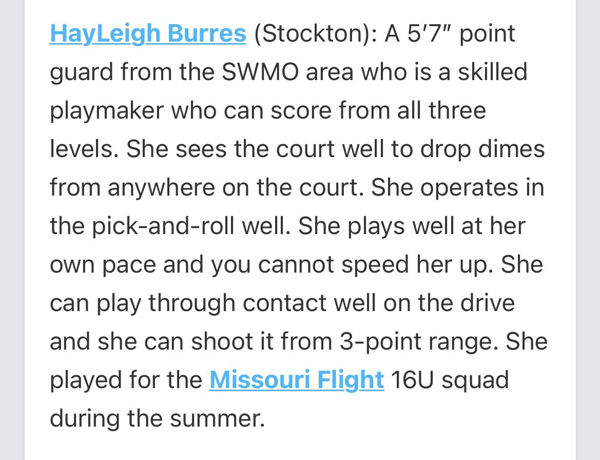 Appreciate the recognition <a href="/PGHMissouri/">Prep Girls Hoops Missouri</a>! Already excited for season! 

<a href="/FlightGirls/">MO Flight Girls Basketball</a> <a href="/shs_ladytigers/">Stockton Lady Tigers Basketball</a>