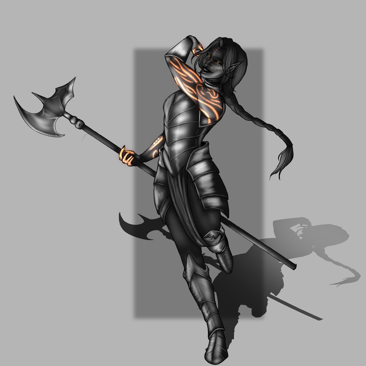 OG_CaptainSalt's tweet image. Here's actual serious art of Flare, my fire genasi valor bard. #dnd #forgottenrealms #firegenasi