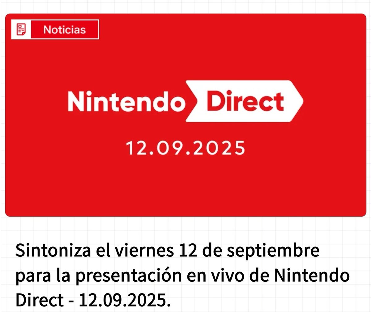 Nintendo Direct confirmado el próximo 12 de septiembre. Informaremos de las novedades de Pokémon (si las hay).
