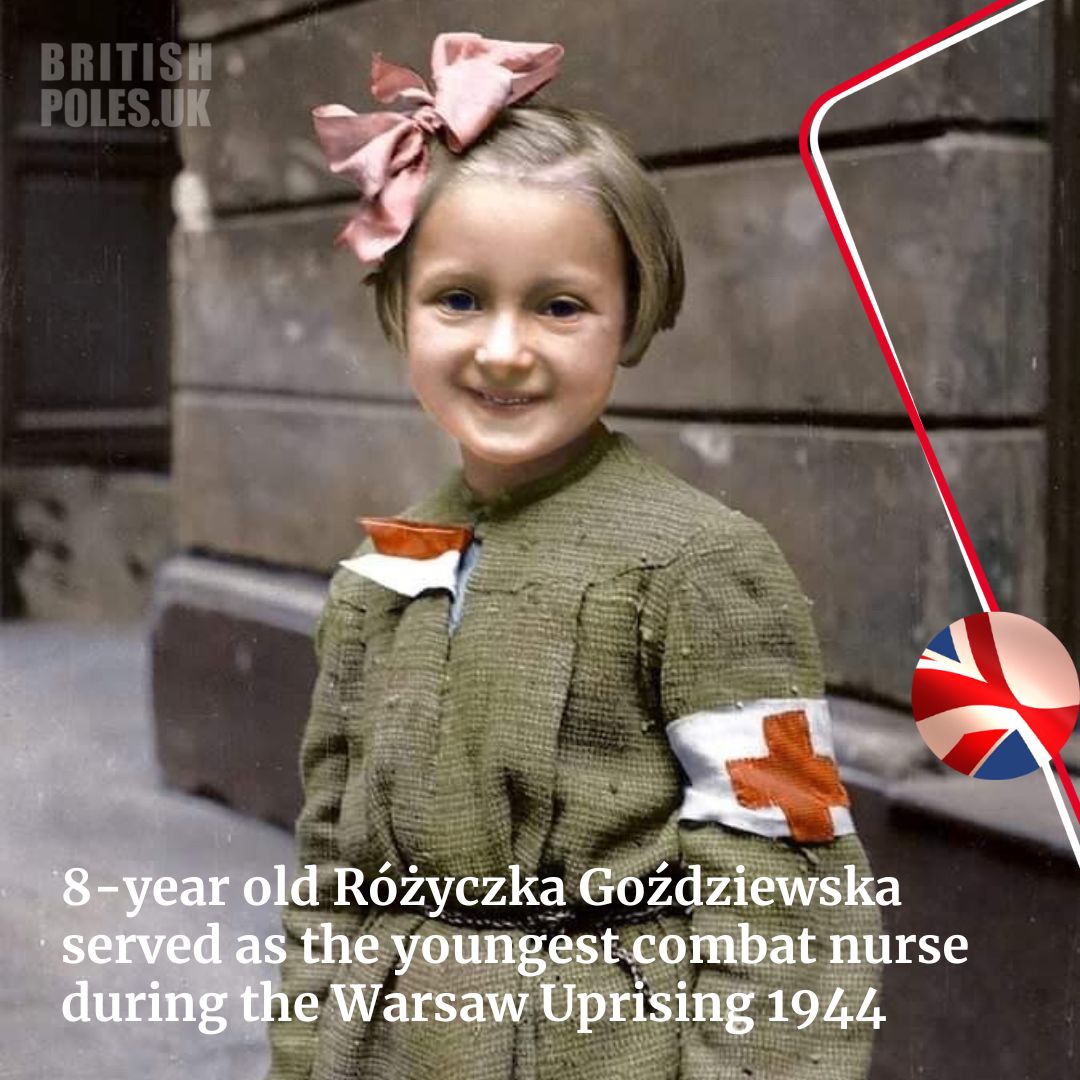 On National Day of Polish Children of War, we remember 8-year-old Różyczka Goździewska — the youngest combat nurse of the Warsaw Uprising of 1944. Brave and always ready to help. Thanks to her efforts, many lives were saved. Remarkably, she was one of the few who survived the