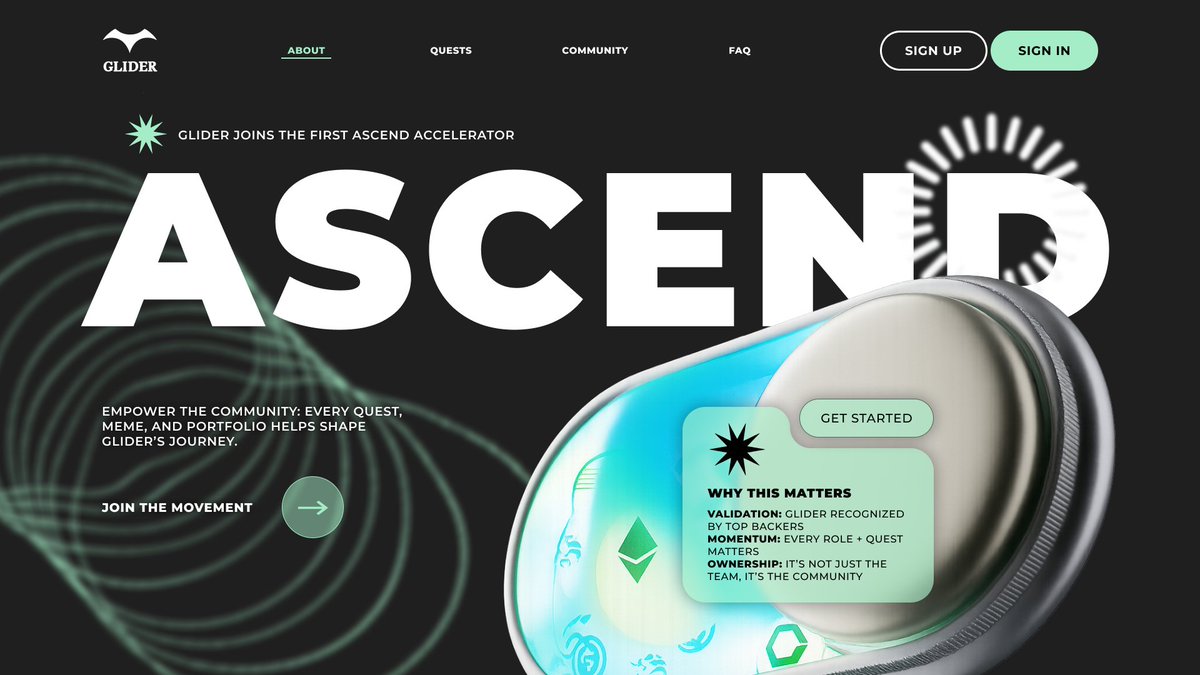 Yo! <a href="/glider_fi/">Glider</a>  just leveled up fr🔥

got picked for the first Ascend Accelerator → 9 weeks building RWAs w/ some of the heaviest hitters in the game.

this isn’t just a team win, it’s a community flex. every quest, meme, and portfolio you drop is literally part of the story