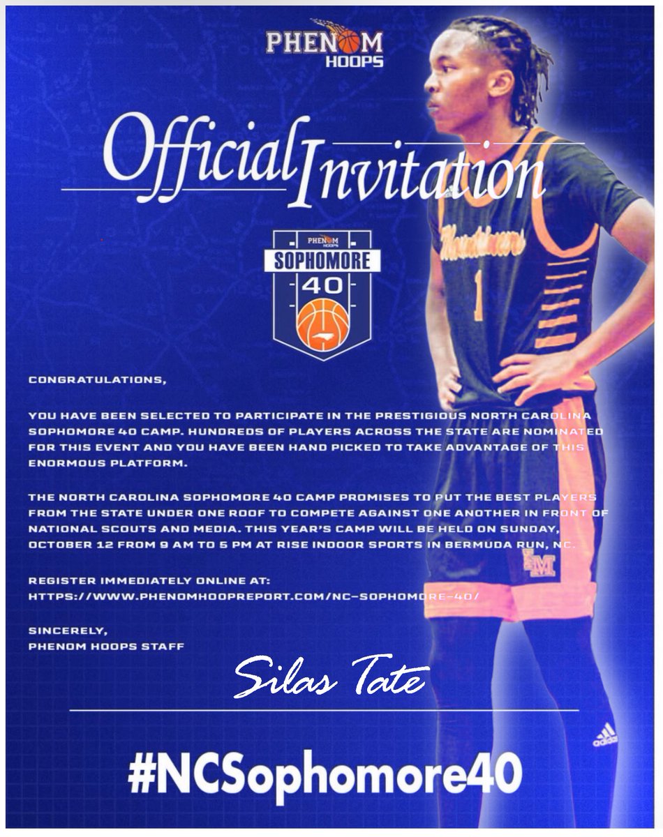 Congratulations <a href="/SilasTate2028/">Silas Tate</a> for being invited to the Phenoms NC Sophomore Top 40. Keep working kid! #KMBasketball #PhenomHoops