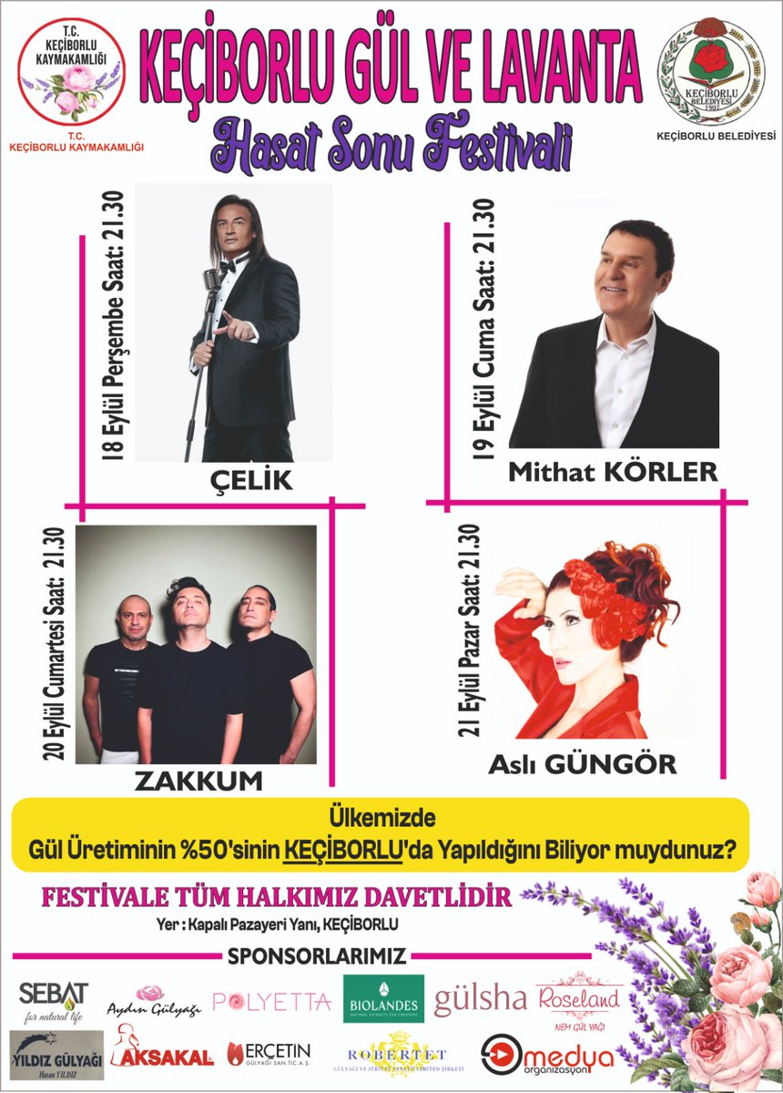 Keçiborlu Gül ve Lavanta Hasat Sonu Festivaline Tüm Vatandaşlarımız Davetlidir.