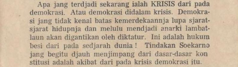 karsapram's tweet photo. “Sebab, lenyapnya demokrasi berarti lenyap pula Indonesia Merdeka” (Hatta, 1960, p. 30). Buku ini tersusun sebanyak 11 sub-judul yang berisi tentang kritik pada krisis demokrasi saat itu dan pengingat atas kehakikiannya.

[ #RABURuangBuku @outer_cosmo ] https://t.co/sTzTRYgpTc