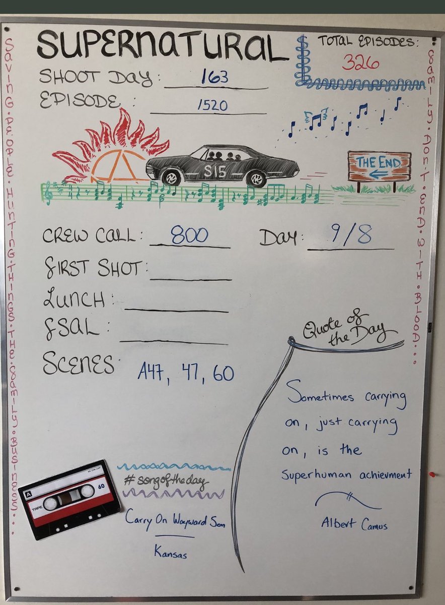 MiaAW90's tweet photo. Cannot believe that our little show that could filmed its last scene 5 years ago.   With the best quote of the day. 🥹 #SPNFamily #Supernatural https://t.co/7ETaxvK5qc