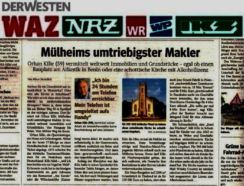 *fast ALLES verkauft*
und suche dringend IMMOBILIEN in Mülheim (Ruhr) und Umgebung! 
Herr Orhan Kilic (Immobilienmakler-IHK)
„Mülheims umtriebigster Immobilienmakler“
Angebote: info@as-makler.de - 0155-650 957 00