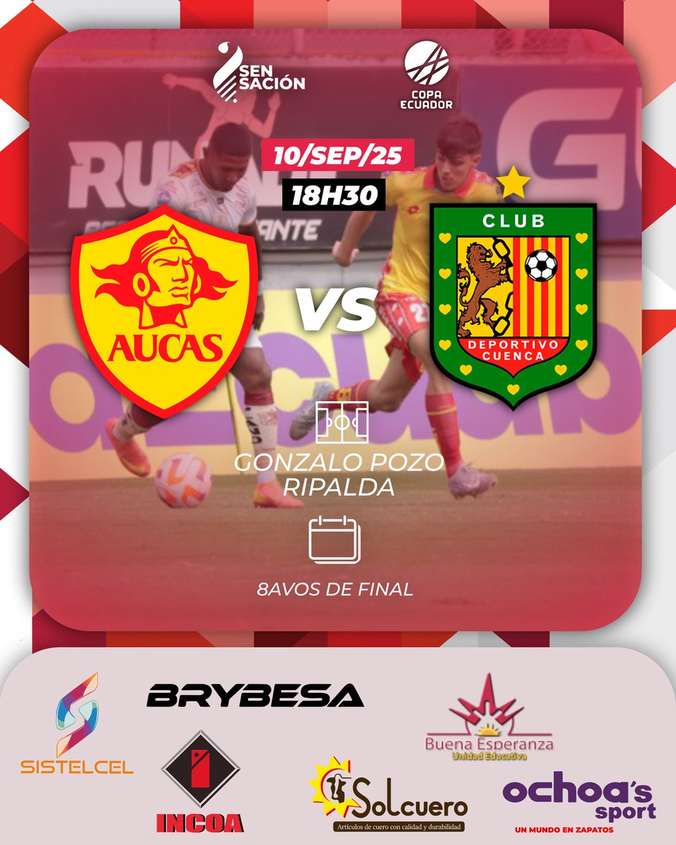 Los morlacos visitan a los orientales en búsqueda de meterse por primera vez entre los 8 mejores de #CopaEcuador ⚽️🇪🇨. ¡Vívelo en Sensación 🎙️📻!

#Aucas 🟡🔴 🆚 #DCuenca 🔴⚫️

📻106.5FM en Cuenca, Azogues y Biblián
📹FBLive: facebook.com/CintyaSarmient…
🌏radiosensacion.com.ec