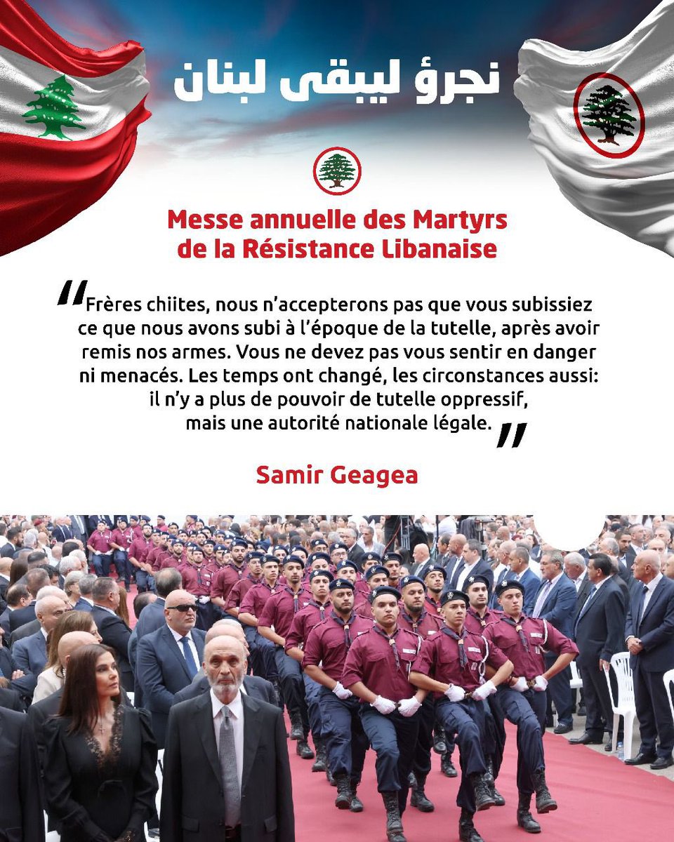 LF_ForeignAff's tweet photo. Extraits du discours de Samir Geagea durant la messe annuelle des martyrs de la Résistance Libanaise.
@DrSamirGeagea @RKouyoumjian @LF_Intishar_FR @LFPartyOfficial
#Liban #forceslibanaises #Beyrouth #lebaneseforces
#سمير_جعجع
#القوات_اللبنانية
#نجرؤ_ليبقى_لبنان https://t.co/yIkR1KwjNh