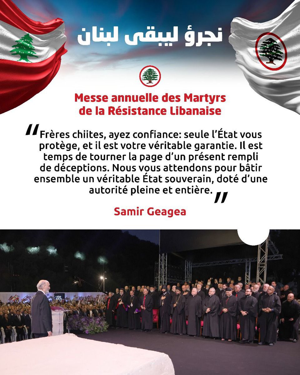 LF_ForeignAff's tweet photo. Extraits du discours de Samir Geagea durant la messe annuelle des martyrs de la Résistance Libanaise.
@DrSamirGeagea @RKouyoumjian @LF_Intishar_FR @LFPartyOfficial
#Liban #forceslibanaises #Beyrouth #lebaneseforces
#سمير_جعجع
#القوات_اللبنانية
#نجرؤ_ليبقى_لبنان https://t.co/yIkR1KwjNh