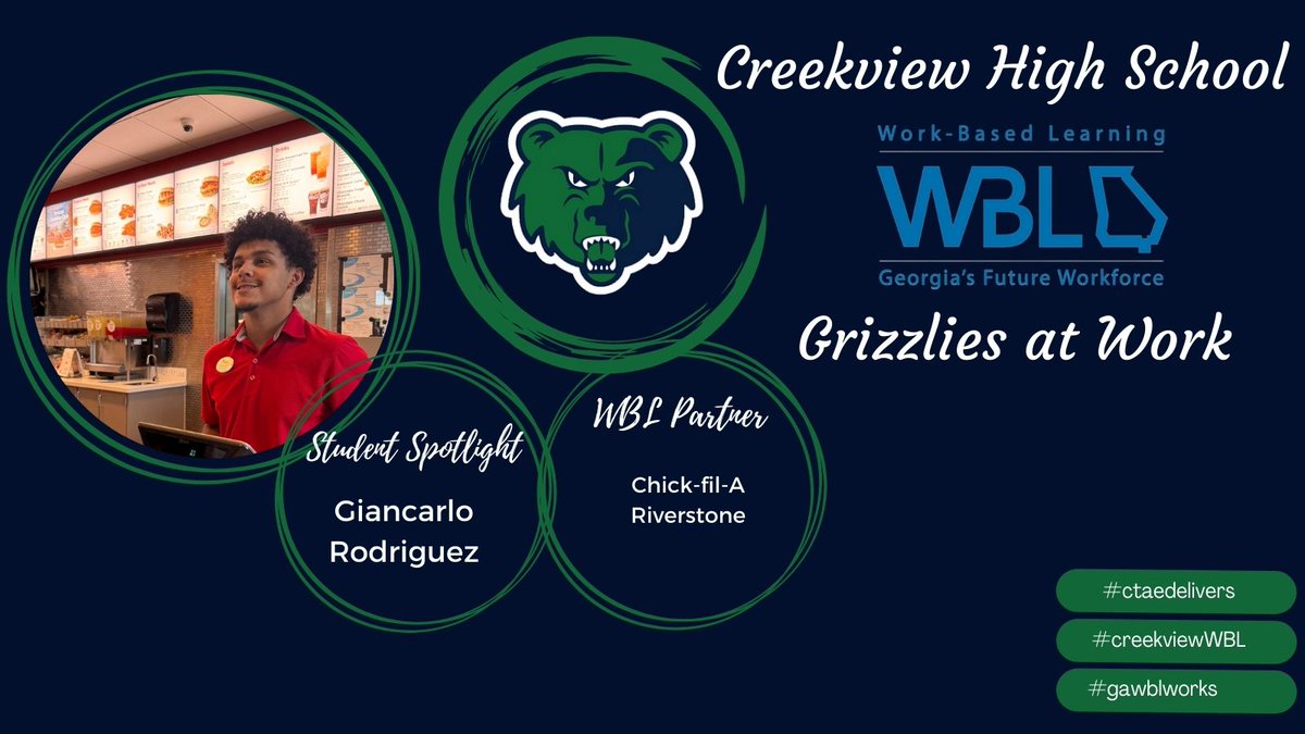 Its "Workplace Wednesday"  Thank you to Kevin Williams and his Chick-fli-A stores in Cherokee County for always providing WBL experinces for CVHS students. #gawblworks #ctaedelivers