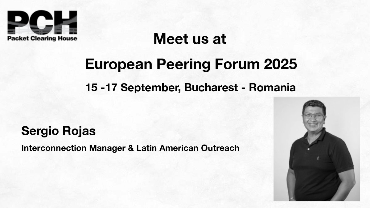 PCHglobal's tweet image. Exciting news! Sergio will be attending European Peering Forum 2025 from 15–17 September in Bucharest.
If you’re around, let’s connect and talk all things #DNS, #Peering and #Interconnection. and of course, explore new peering opportunities! 🤝
#IXP #DNSresiliency #GlobalAnycast