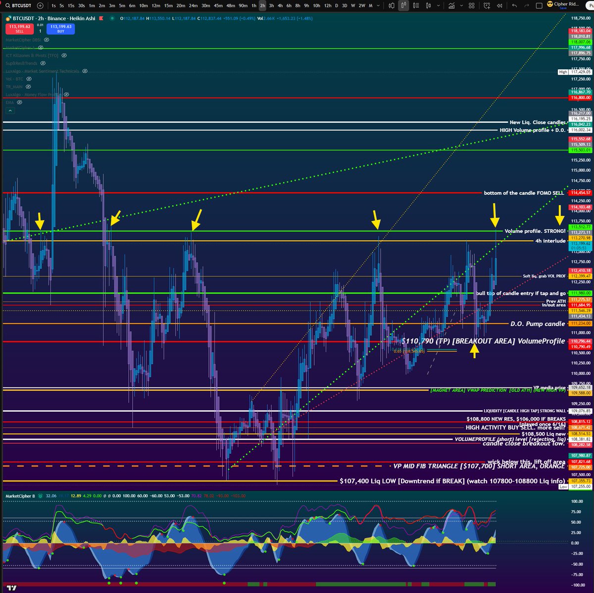 realCipherRider's tweet image. GM everyone.

If you are a real follower, you may have saved somewhere this hidden but crazy chart.

This is where I come and type all my analysis.

We hit the apparently REALLY STRONG! Volume Profile.

As I see the Bookmap, they don't want to let us in so easy.

#TheCipher