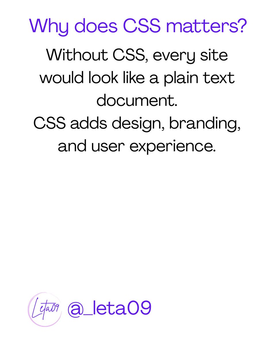 _leta09's tweet image. Ever wondered how websites get their stunning looks? 🌟 Meet CSS, the magic behind the style! From colors to layouts, CSS is what makes the web beautiful.
#CSS #CodingLife #CSSMagic #WebDevelopment #CreativeCoding #HTML #CSS #HTMLCSS #webdev #webdeveloper #dev #codingjourney