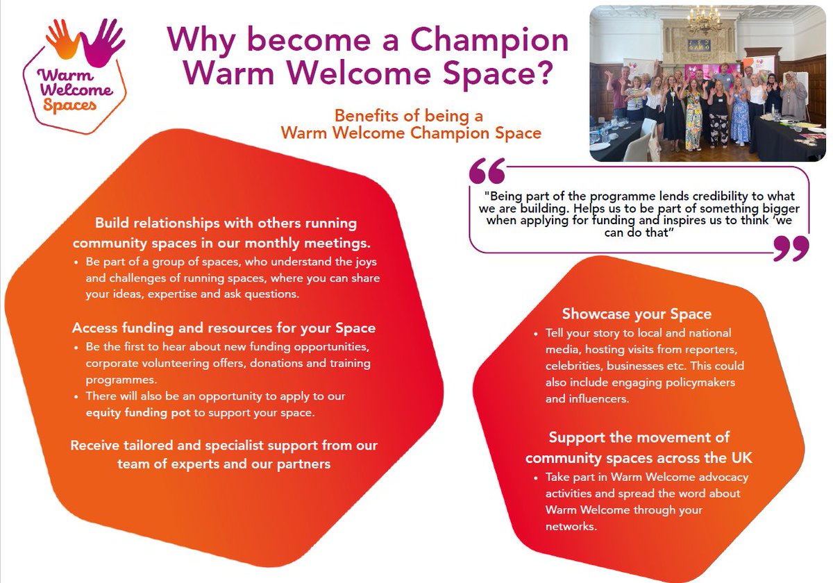 Are you interested in being a Warm Welcome Champion space? Apply today using this application form. Please spread the word with any spaces in your network. Applications close on Tuesday 23 September.

docs.google.com/forms/d/e/1FAI…