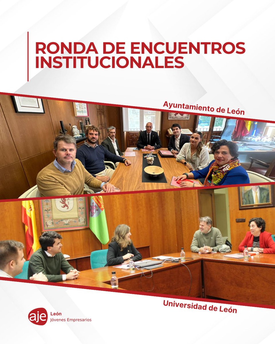 Desde AJE León hemos iniciado una ronda de encuentros para presentar proyectos y abrir colaboraciones.
👉 Reunión con el alcalde de @leonayto_esp para impulsar oportunidades.
👉 Encuentro con la rectora de @unileon_es para fomentar la cultura emprendedora🎓🚀