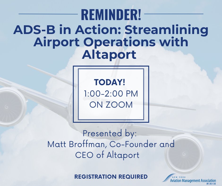 Friendly reminder! Our informational Zoom session with  Matt Broffman, Co-Founder &amp; CEO of Altaport is happening TODAY at 1PM.