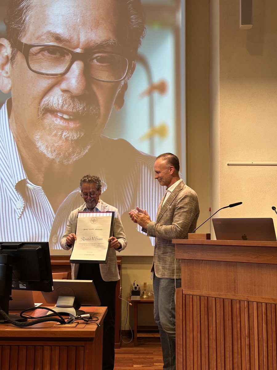 perlmannlab's tweet image. Impressive overview of previous and current work on nuclear receptors at Ron Evans Rolf Luft Award Lecture. The lecture was dedicated to the memory of David Mangelsdorf.