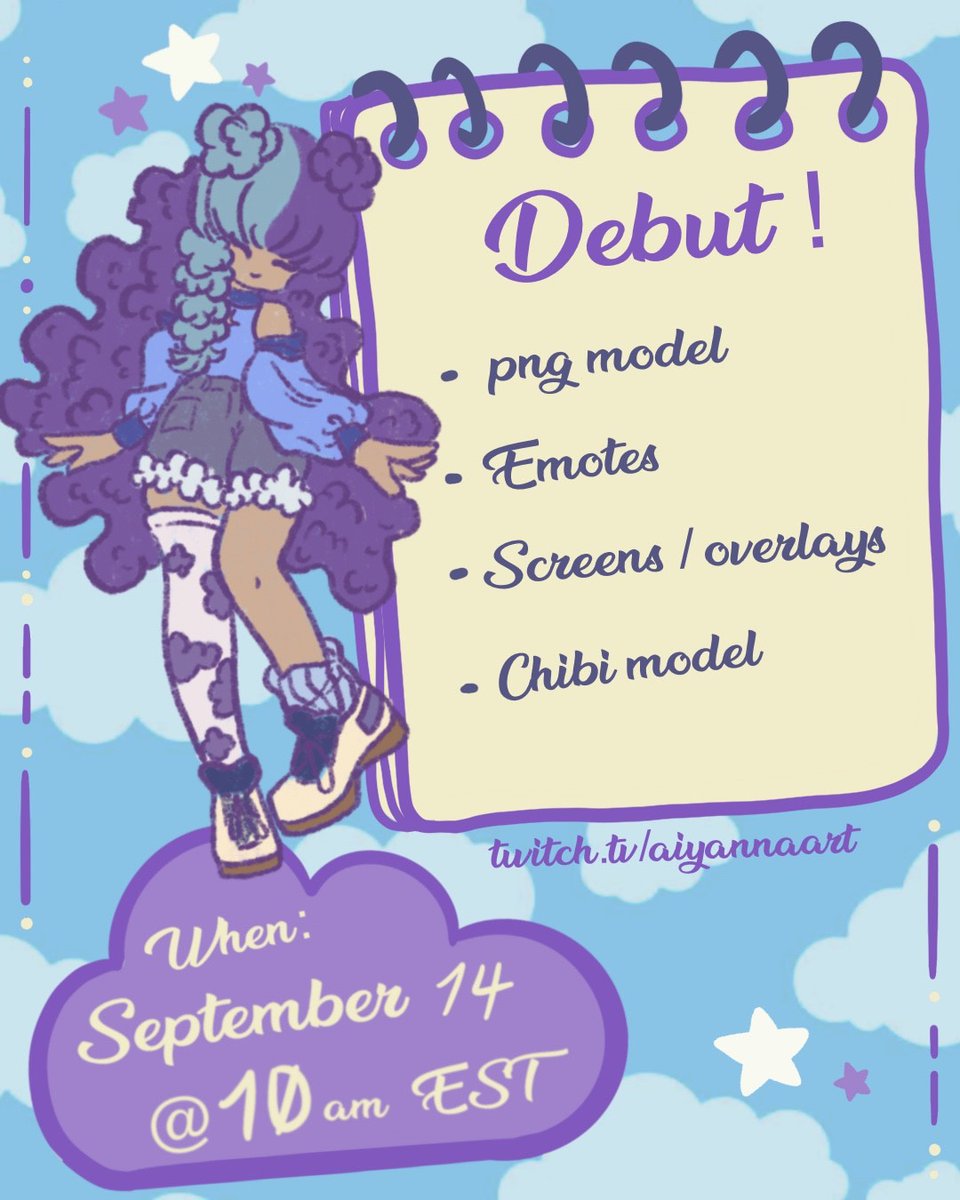 ☁️ Debut 9/14 ☁️

Officially announcing my Debut of my 3.0 PNG model. Also a celebration for my 1 year of being affiliate. 

Lots of games, plans and more planned!

September 14th, 10 AM/EST 

✨☁️