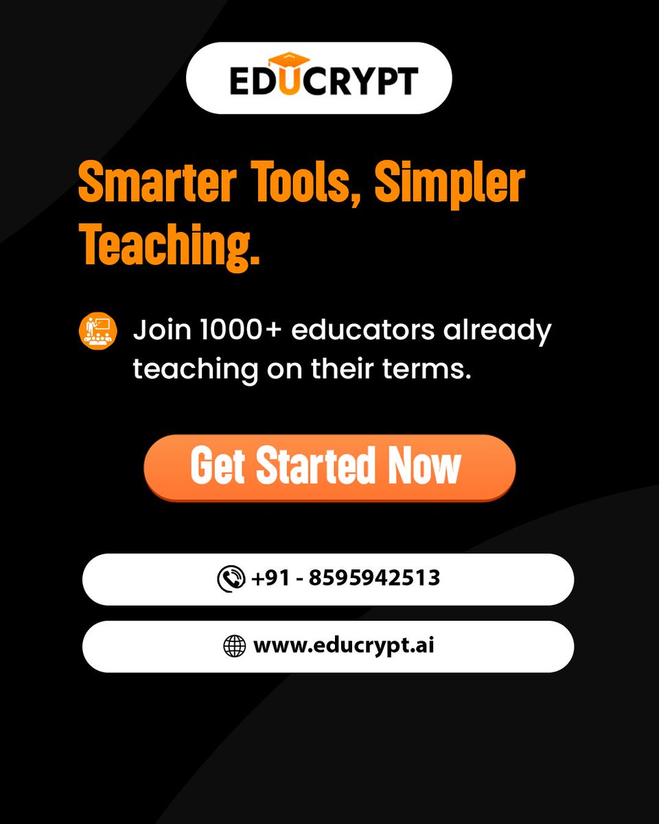 educrypt_ai's tweet image. Smarter teaching begins with the right tools.
Say goodbye to cluttered workflows - EduCrypt brings everything you need into one powerful platform. 
Get started Now- educrypt.ai
#SmarterTeaching #EduCrypt #TeachingTools #ClutterFreeClassroom #InnovativeEducation