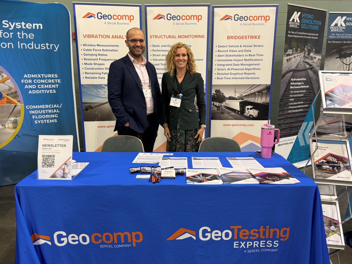 GeocompInc's tweet image. It’s the final day at #NEBPP2025! Stop by @GeocompInc booth at the DCU Center in Worcester, MA, to connect with our team and see how our technologies are shaping the future of bridge monitoring &amp;amp; preservation. Don’t miss your chance!