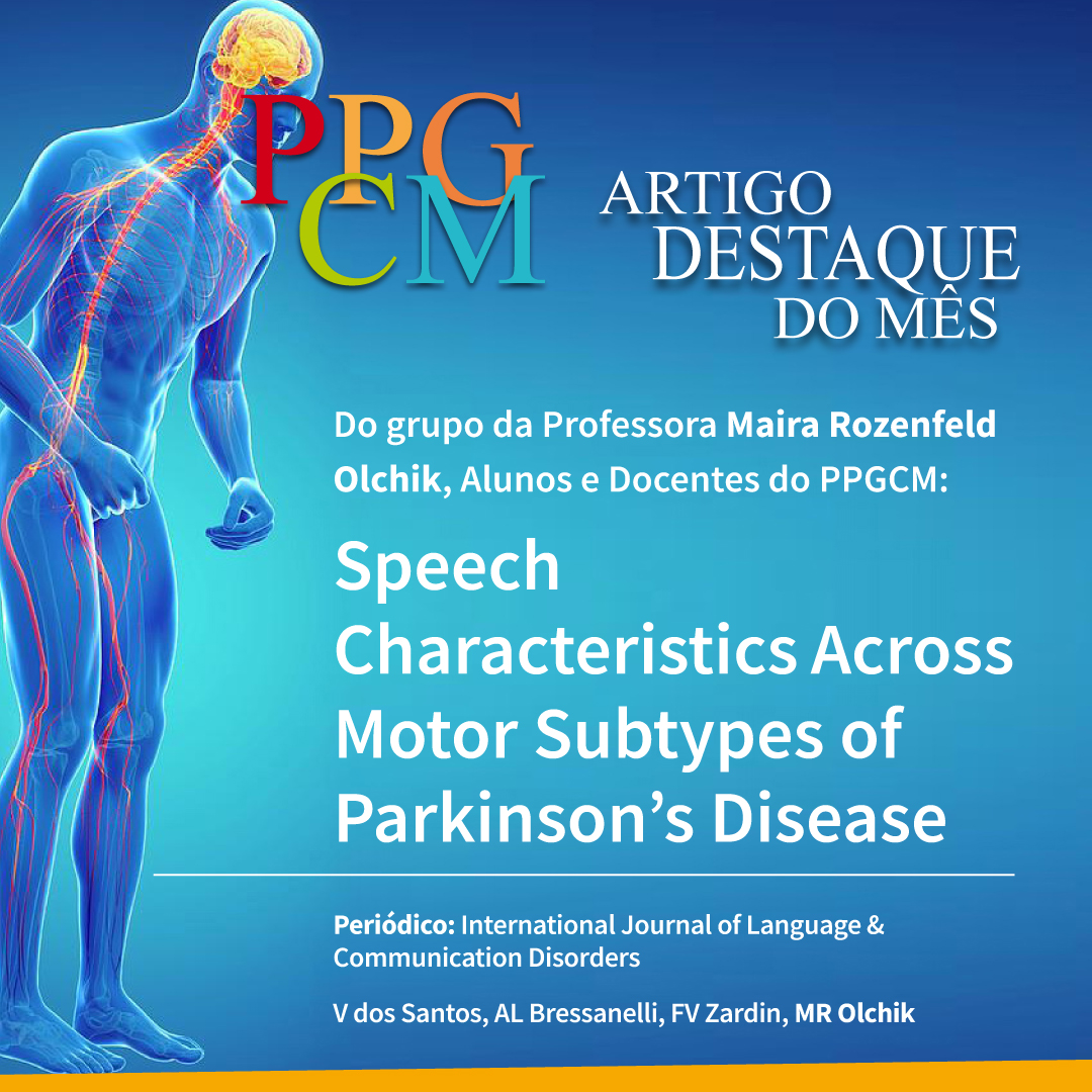 "🗣 Estudo do PPGCM/UFRGS investigou como a fala varia entre os diferentes subtipos motores da doença de Parkinson: 
 Pacientes não-tremor-dominantes apresentaram menor tempo de produção e menor número de sílabas em tarefas de articulação, mostrando pior desempenho de fala.