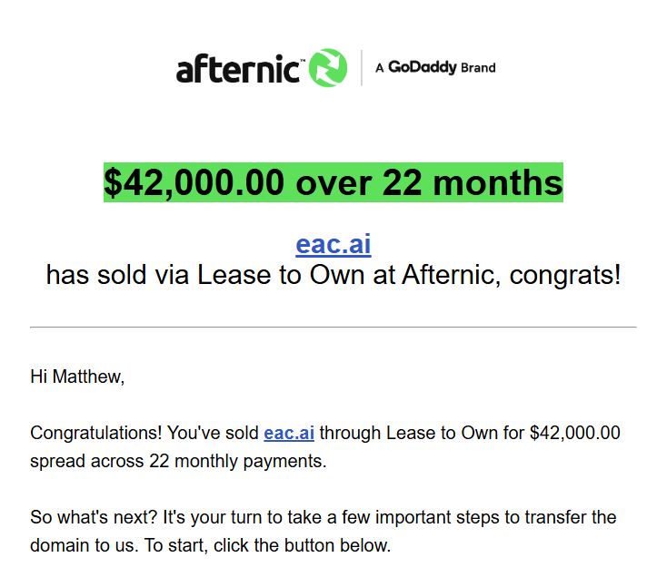 eac.ai- LTO sale via <a href="/afternic/">Afternic</a>! 
$42,000 over 22 months