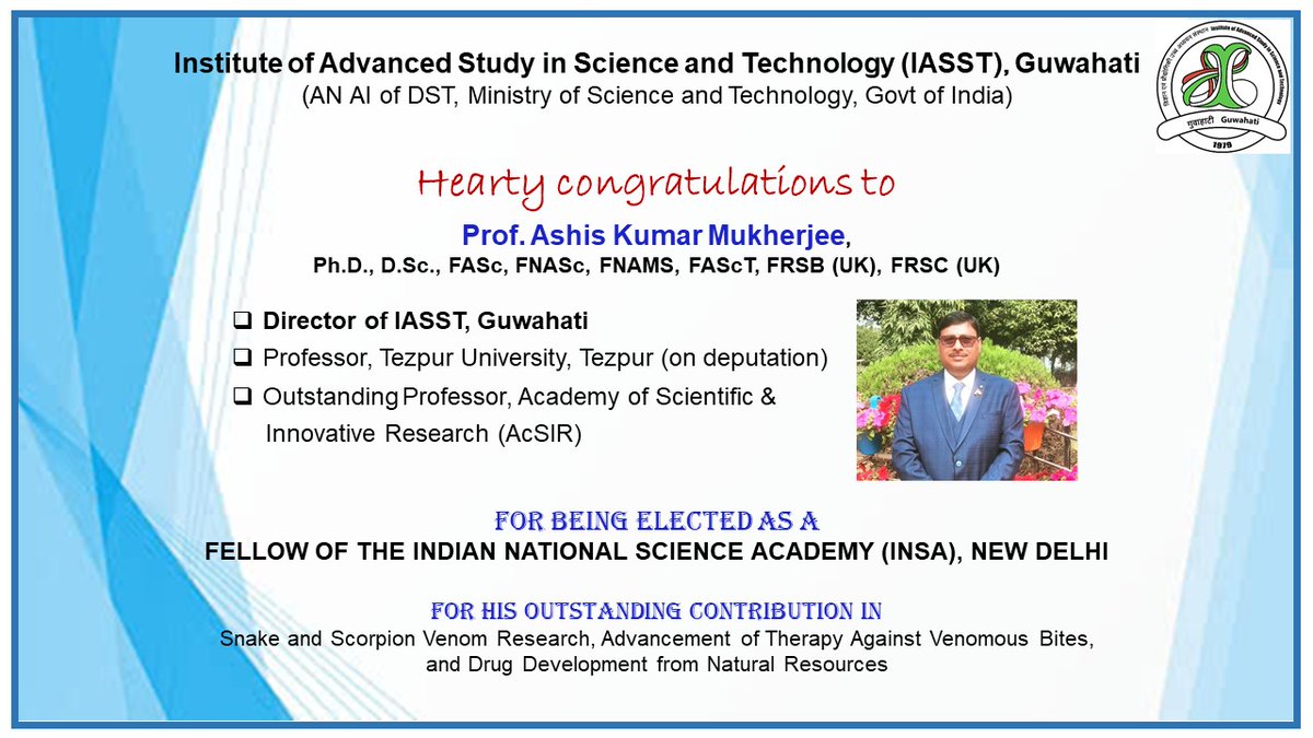 dir_iasst's tweet image. Hearty Congratulations to Prof. Ashis Kumar Mukherjee, Director, IASST
