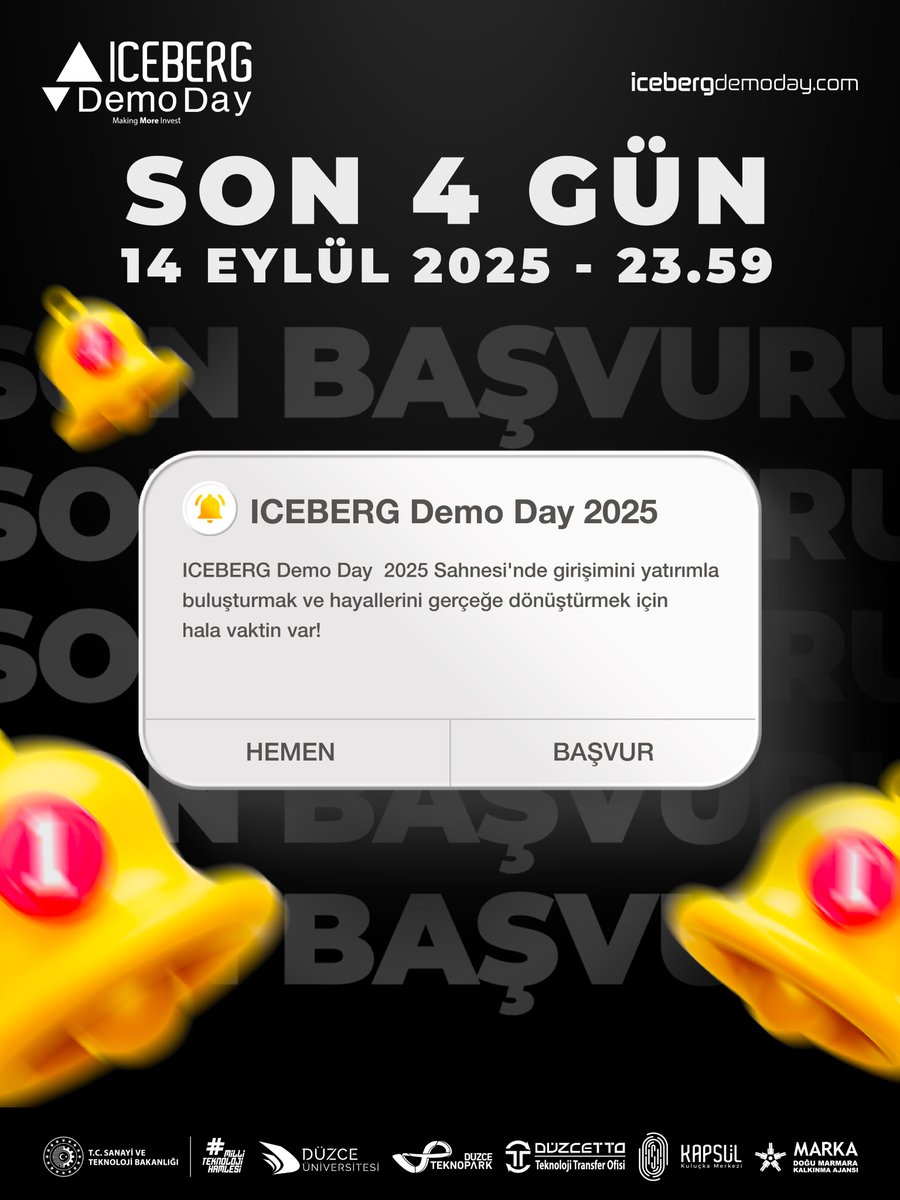 🚀 Yatırım Arayan Şirket Başvuruları için Son 4 Gün!

ICEBERG Demo Day 2025 Sahnesi'nde Yatırım Arayışında olan Şirketini veya Teknopark Şirketini yatırımla buluşturmak için hala vaktin var.

🔗 icebergdemoday.com
📌 Son Başvuru Tarihi: 14 Eylül 2025 23:59'a kadar