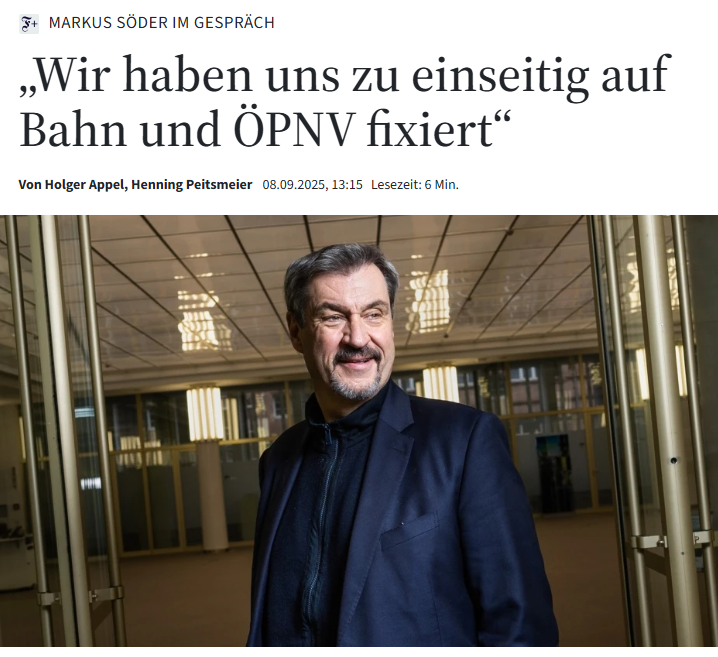 Welcher Bahnfahrer kennt es nicht: Speziell CSU Minister haben sich definitiv zu sehr auf den Ausbau der Bahn und den ÖPNV konzentriert