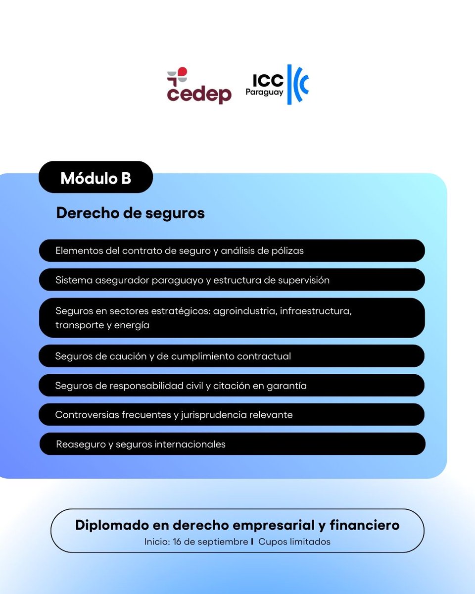 Te presentamos a los docentes que nos acompañarán en el módulo sobre Derecho de Seguros, en el marco del Diplomado en Derecho Empresarial y Financiero. 

(1/3)
