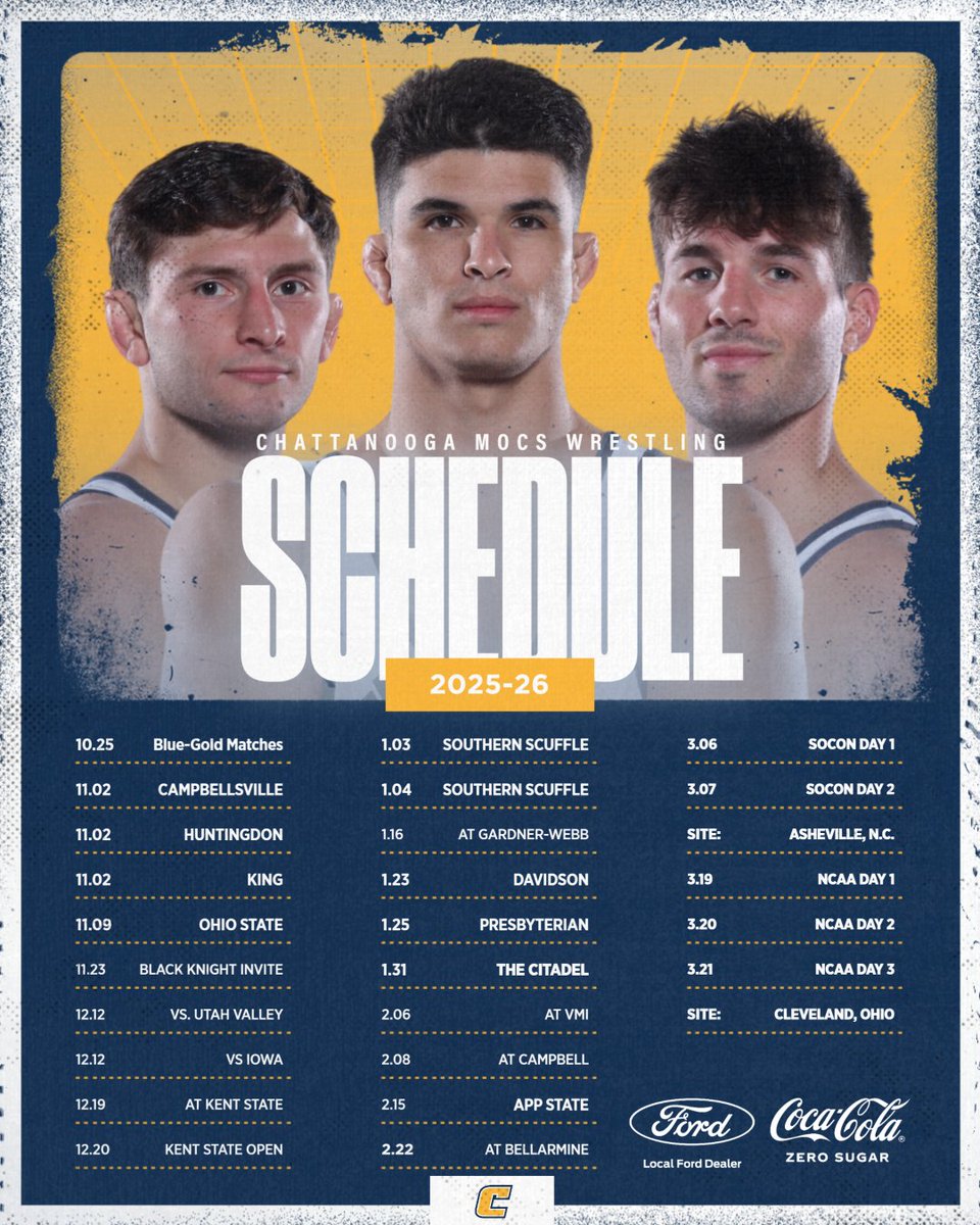 2025-26 🗓️ loading...

<a href="/GoMocs/">Chattanooga Mocs</a>.com story ➡️ bit.ly/3VJGfio

<a href="/Flynn1Cooper/">Cooper Flynn</a> x <a href="/Mason_Reiniche/">MR</a>
 x #ChattanoogaStrong